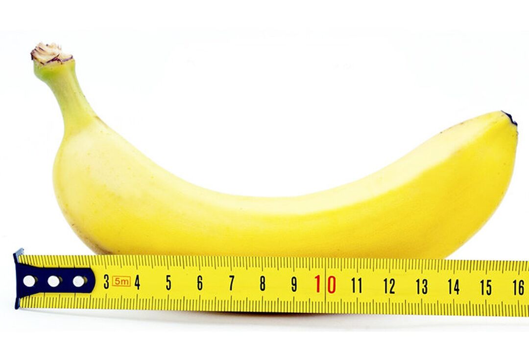 banan z linijką symbolizuje pomiar penisa po operacji